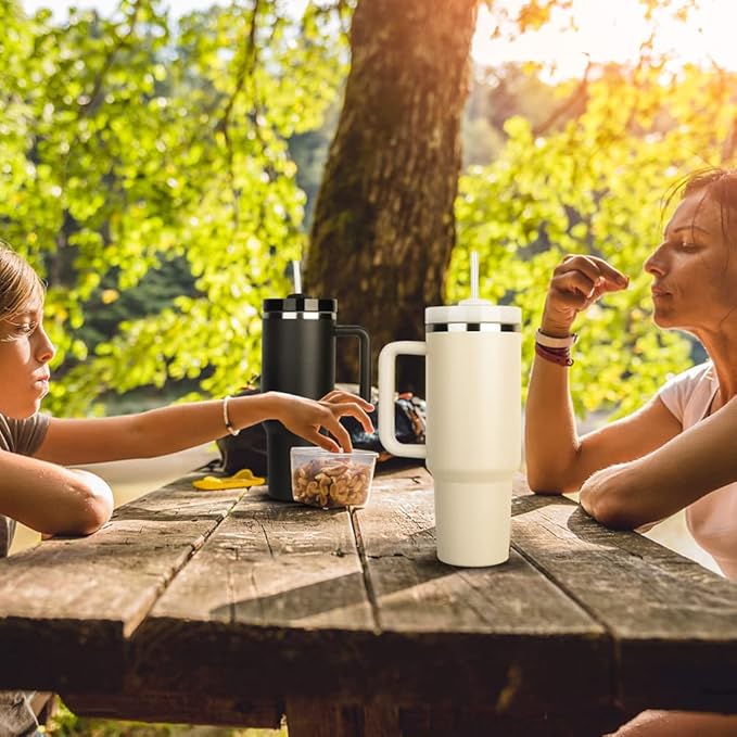 Stainless Steel Tumbler with Lid & Straw