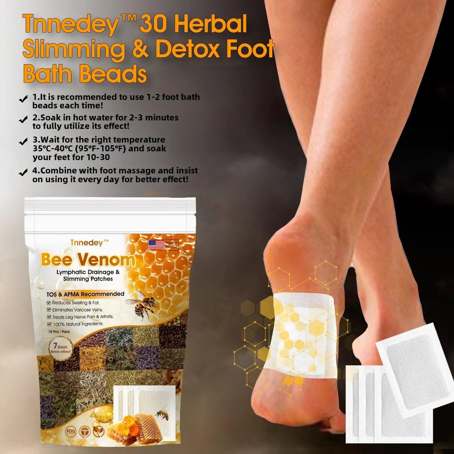 Bee Venom Lymphatic Drainage &amp; Slimming Foot Patches 🌿👣